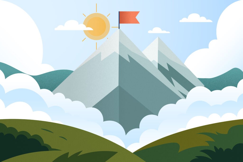 24. A mountain with sunshine and clouds
